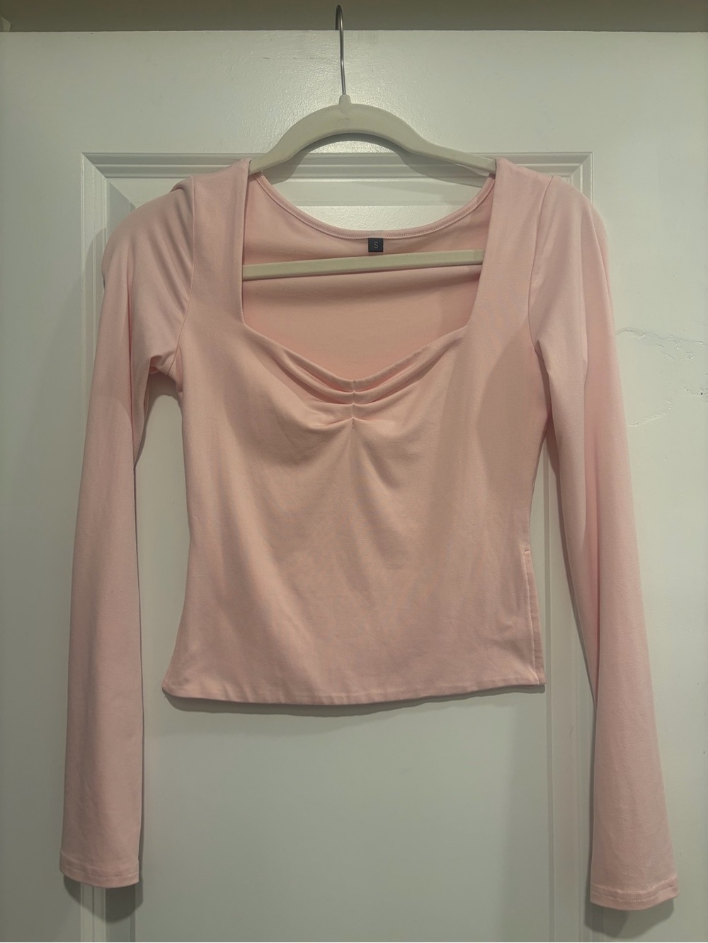 Light Pink Long-Sleeve Scoop Neck Top